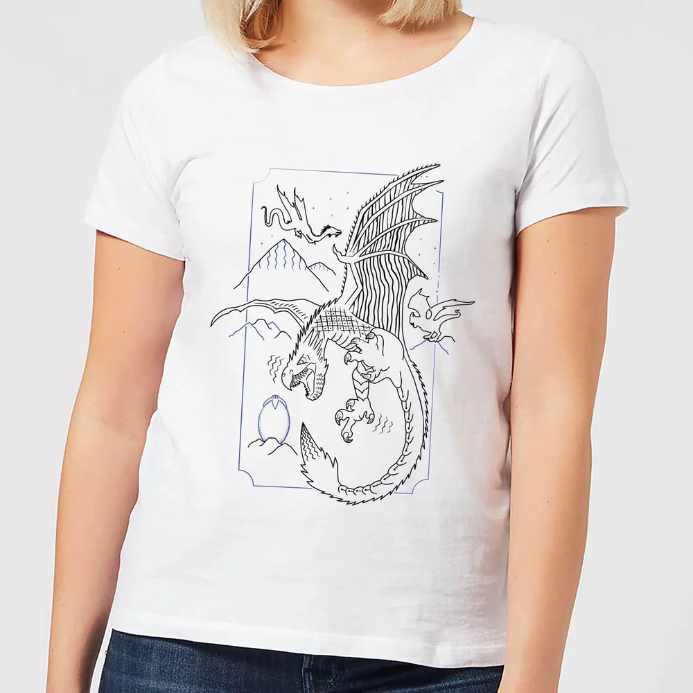 Harry Potter Dragon Line Art Women's T-Shirt - White - S - White Image 1