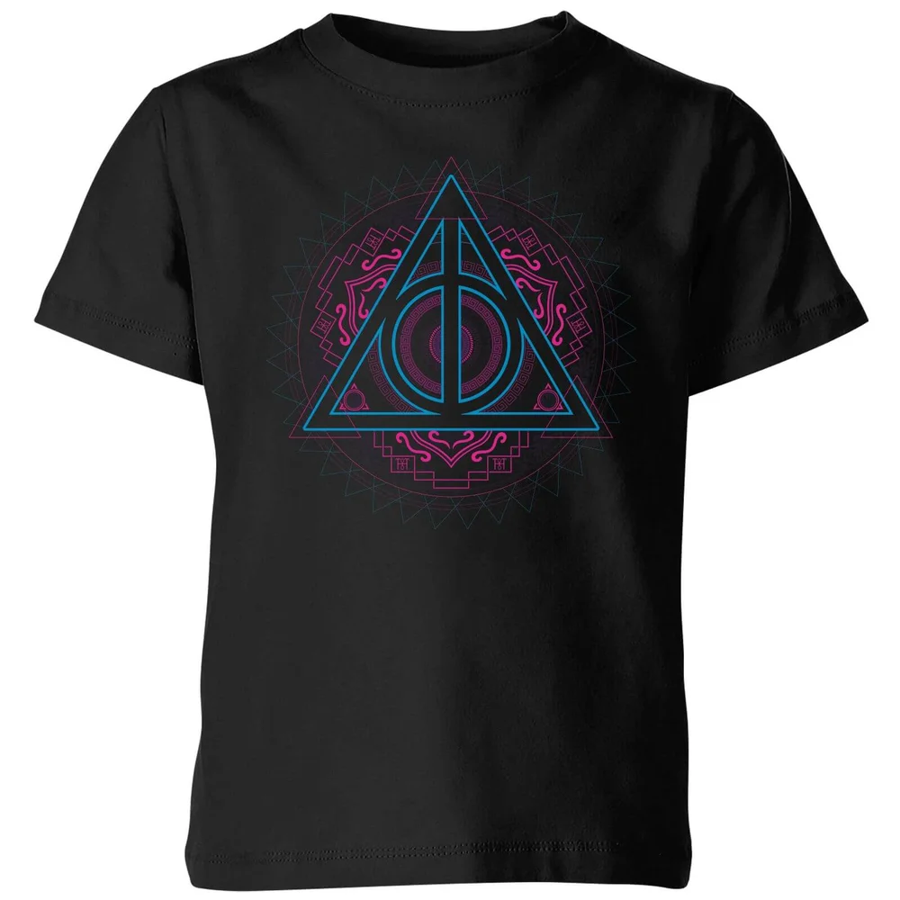 Harry Potter Neon Deathly Hallows Kids' T-Shirt - Black - 3-4 Years - Black Image 1