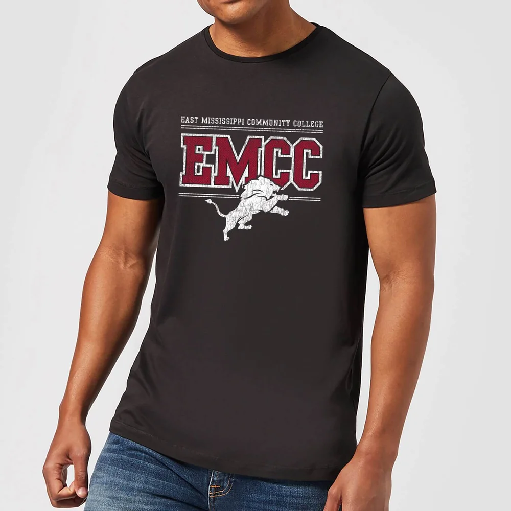 East Mississippi Community College Distressed Lion Men's T-Shirt - Black - S Image 1