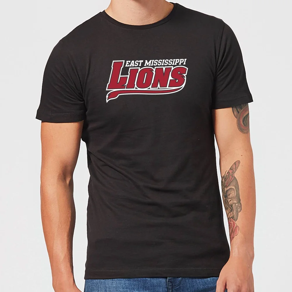 East Mississippi Community College Lions Script Logo Men's T-Shirt - Black - S Image 1