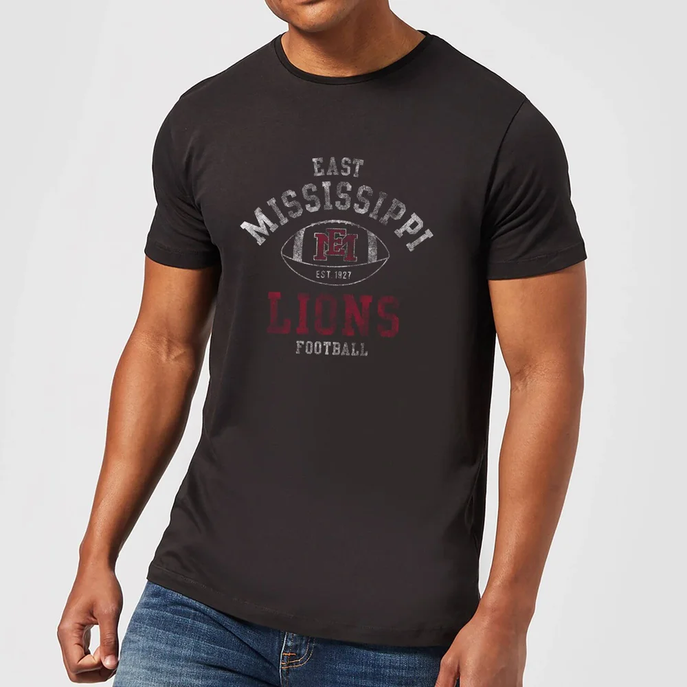 East Mississippi Community College Lions Football Distressed Men's T-Shirt - Black - S Image 1