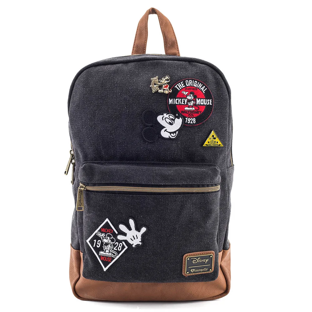 Loungefly Disney Mickey Mouse Patches Denim Backpack Image 1