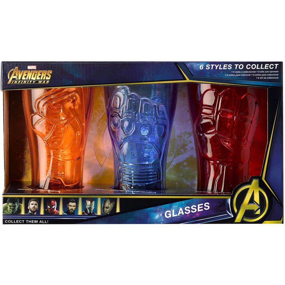 Meta Merch Marvel Infinity Stone Glasses - Iron Man, Captain America and Iron Spider Image 1