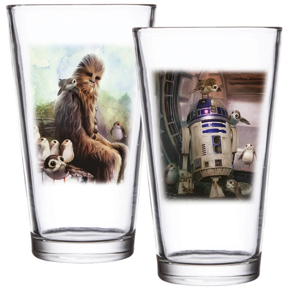 Funko Homeware Star Wars: The Last Jedi Set of 2 Pint Glasses - Chewbacca & R2-D2 Image 1