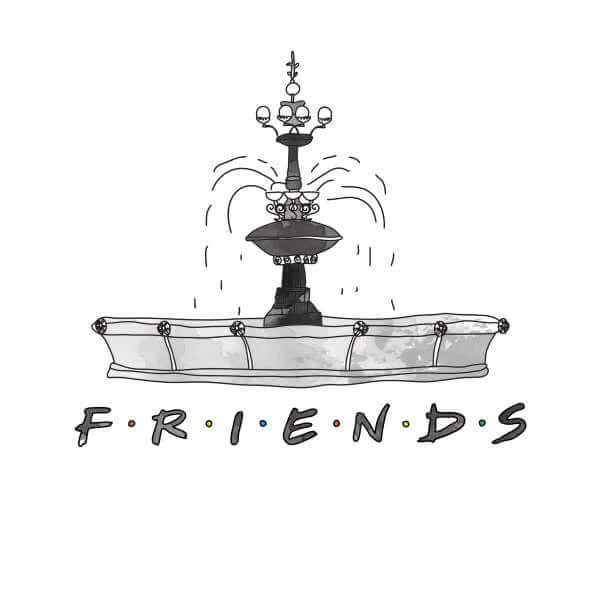 Friends Fountain Sketch Sweatshirt - White