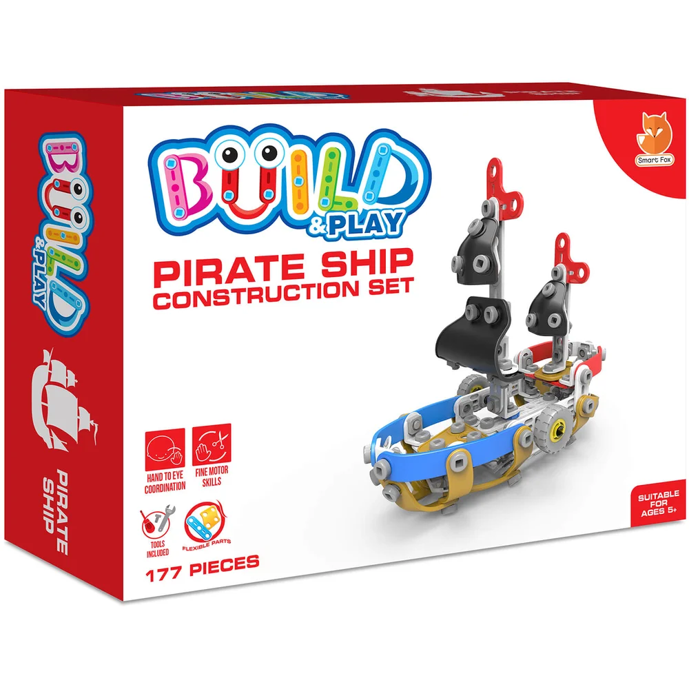 Build & Play Kids Pirate Ship Construction Set Toy Image 1