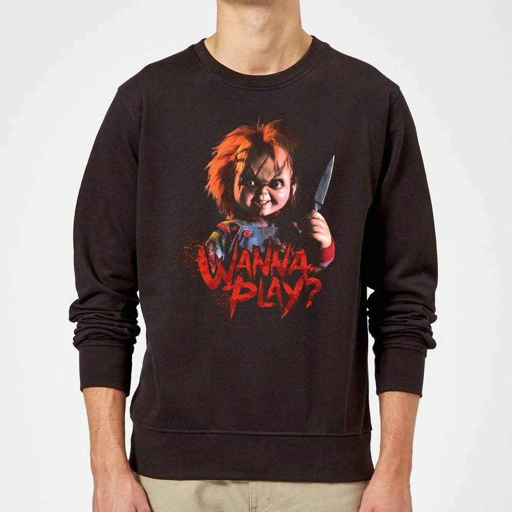 Chucky Wanna Play? Christmas Jumper - Black - S Image 1