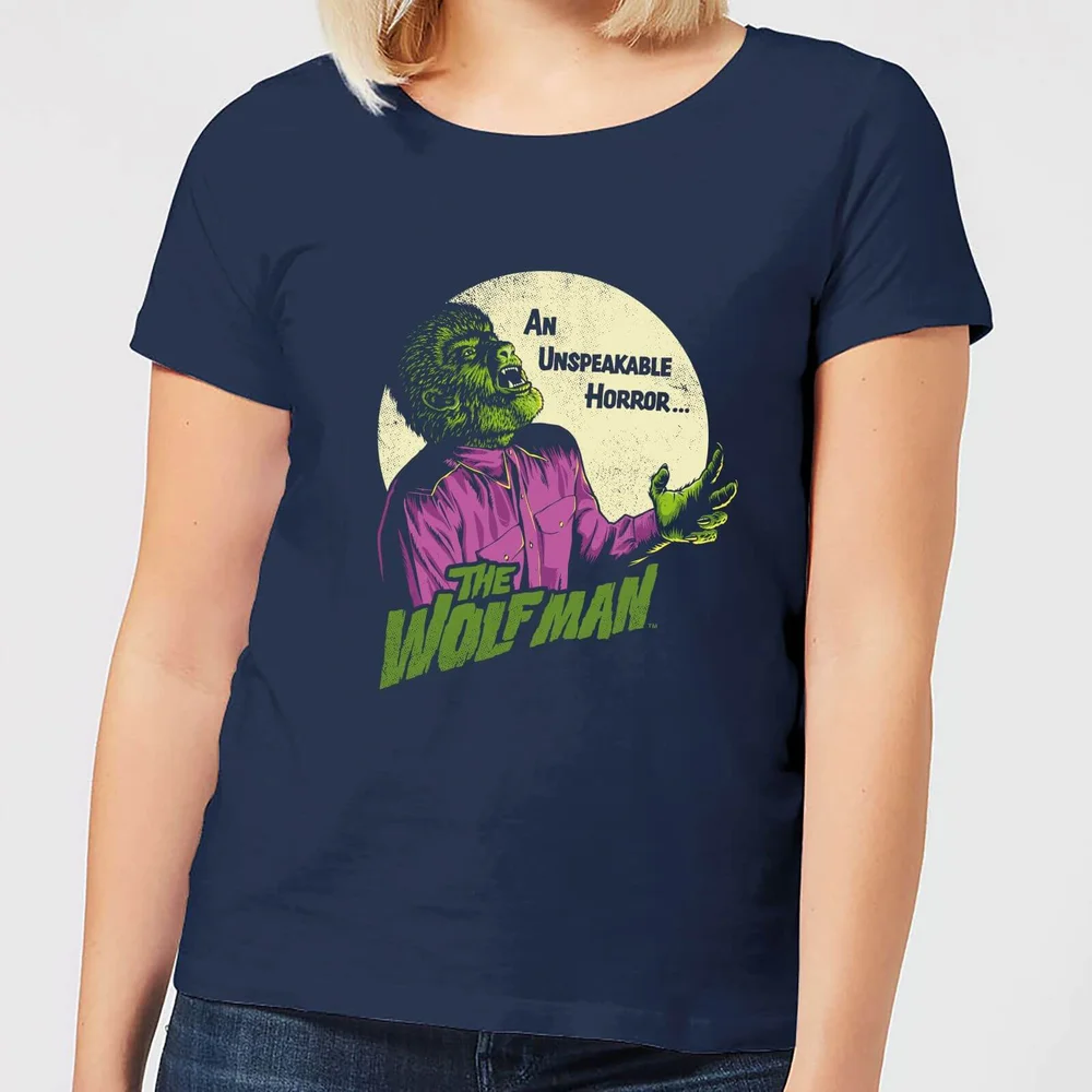 Universal Monsters The Wolfman Retro Women's T-Shirt - Navy - S Image 1