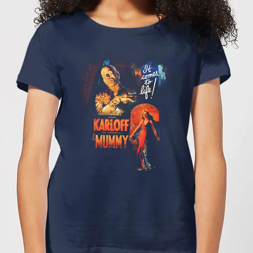 Universal Monsters The Mummy Vintage Poster Women's T-Shirt - Navy - S Image 1