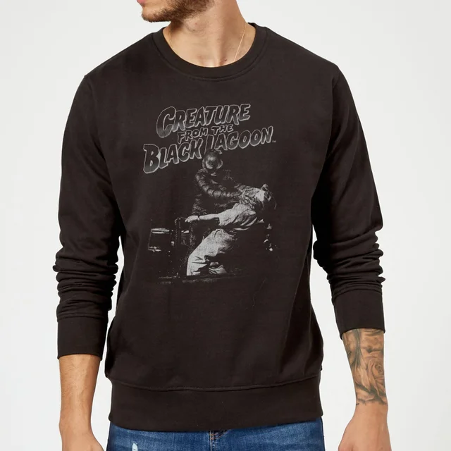 Universal Monsters Creature From The Black Lagoon Black and White Sweatshirt - Black