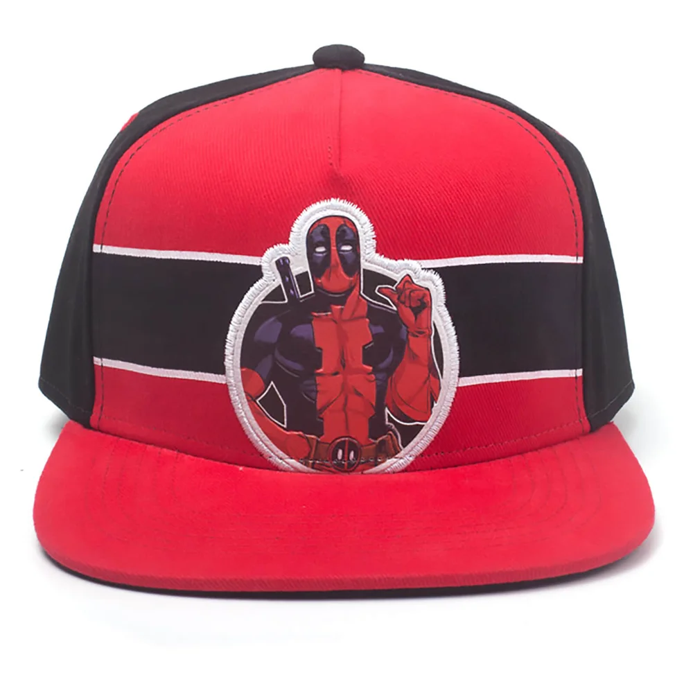 Marvel Deadpool Men's Stripe Comic Badge Snapback - Red Image 1