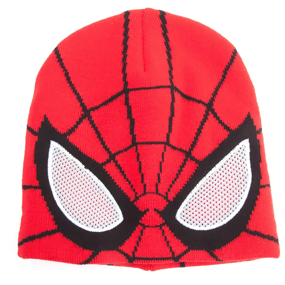 Marvel Spider-Man Men's Knitted Beanie Hat with See Through Mesh Eyes - Red Image 1
