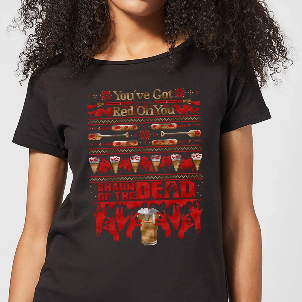 Shaun Of The Dead You've Got Red On You Christmas Women's T-Shirt - Black - S Image 1