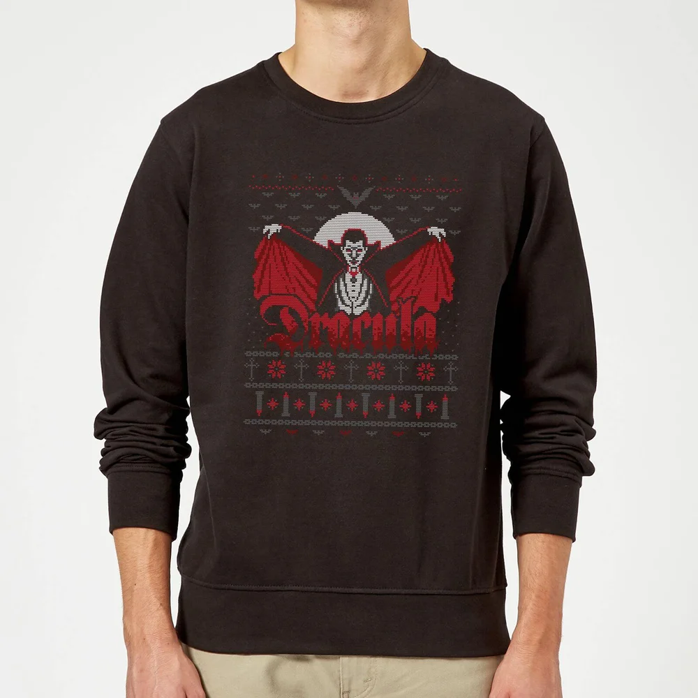 Universal Monsters Dracula Christmas Sweater - Black - S Image 1