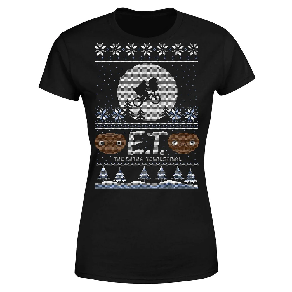 E.T. the Extra-Terrestrial Christmas Women's T-Shirt - Black - S Image 1