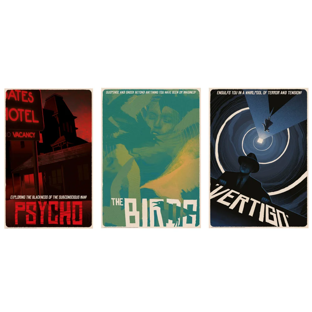 Alfred Hitchcock Classic Illustrative Art Prints (Set of 3) Image 1