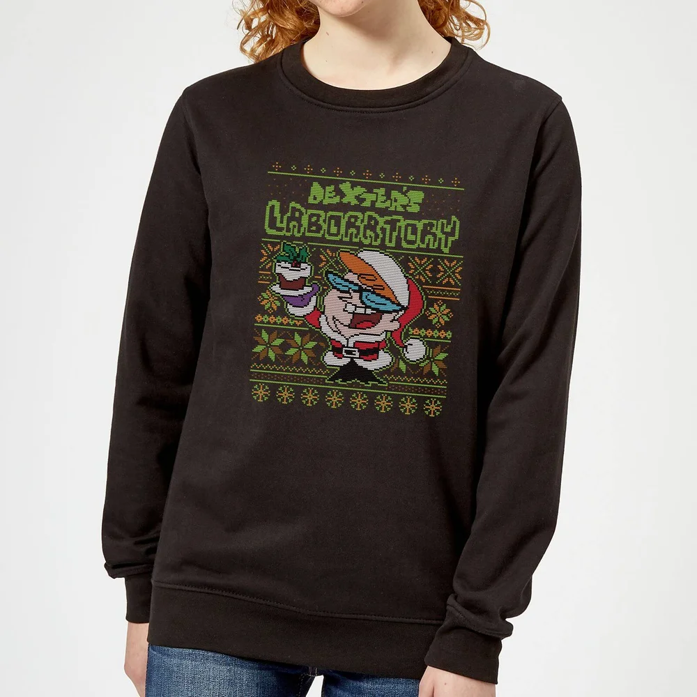 Dexter's Lab Pattern Women's Christmas Sweater - Black - XS Image 1