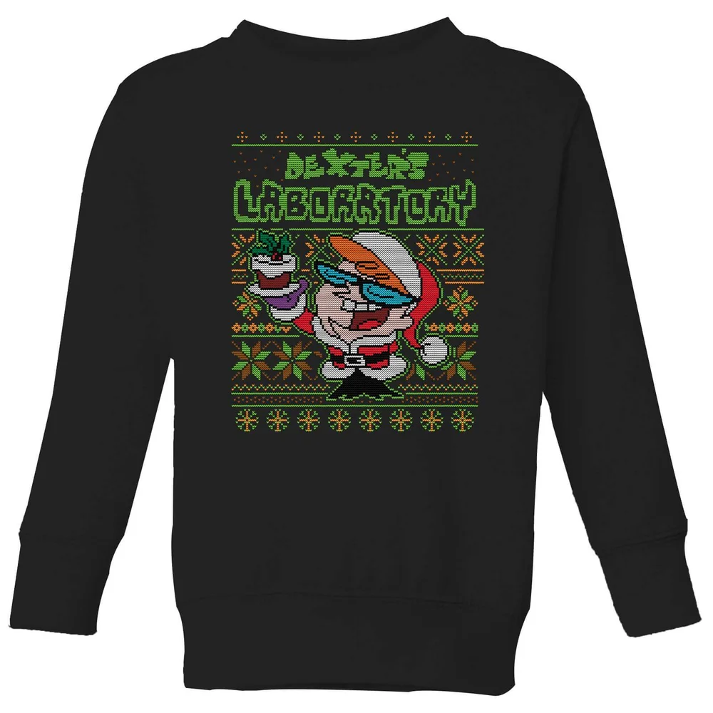 Dexter's Lab Pattern Kids' Christmas Sweater - Black - 3-4 Years Image 1