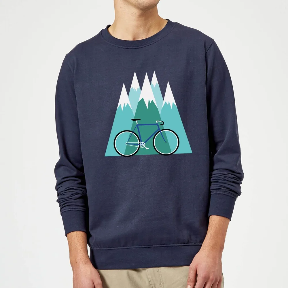 Bike and Mountains Christmas Sweater - Navy - S - Navy Image 1