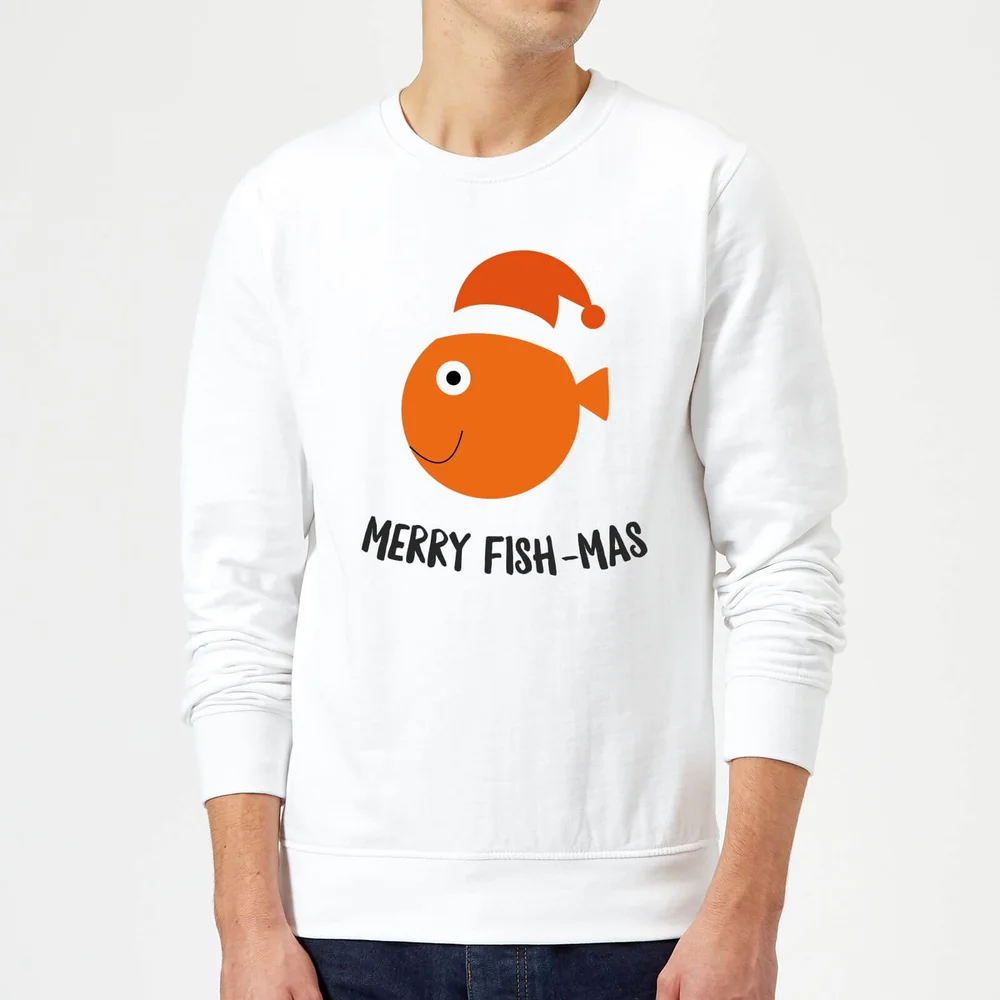Merry Fish-Mas Christmas Sweater - White - S Image 1