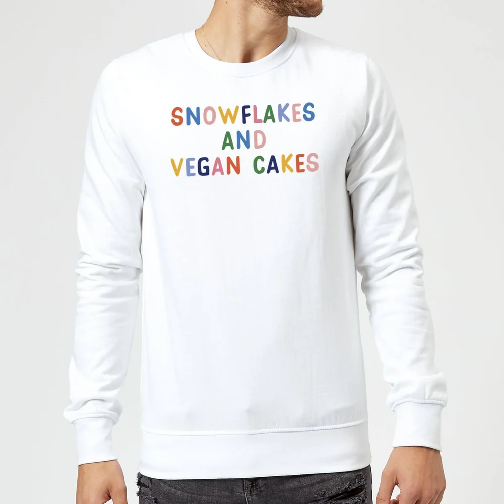 Snowflakes and Vegan Cakes Christmas Sweater - White - S Image 1