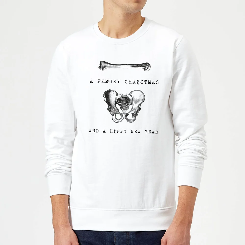 A Femury Christmas and A Hippy New Year Christmas Sweater - White - S Image 1