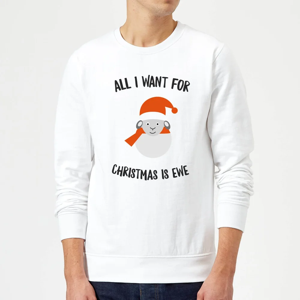 All I Want for Christmas Is Ewe Christmas Sweater - White - S - White Image 1