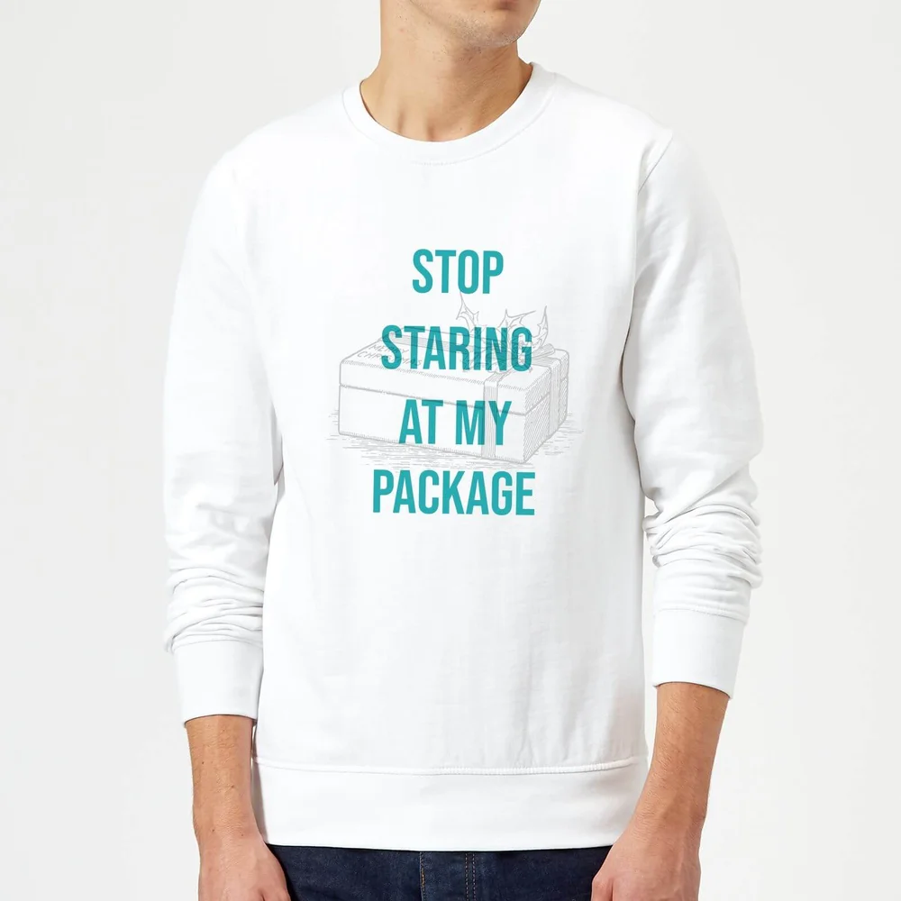 Stop Staring At My Package Christmas Sweater - White - L - White Image 1