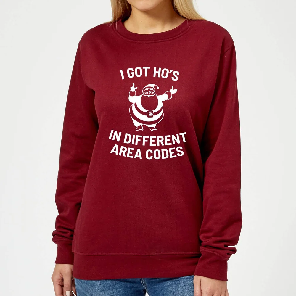 I Got Ho's In Different Area Codes Women's Christmas Sweater - Burgundy - XS Image 1