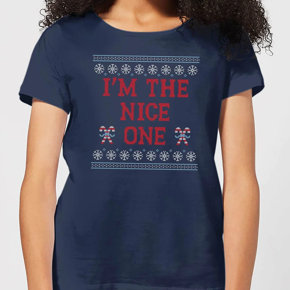 I'm The Nice One Women's Christmas T-Shirt - Navy - XS Image 1