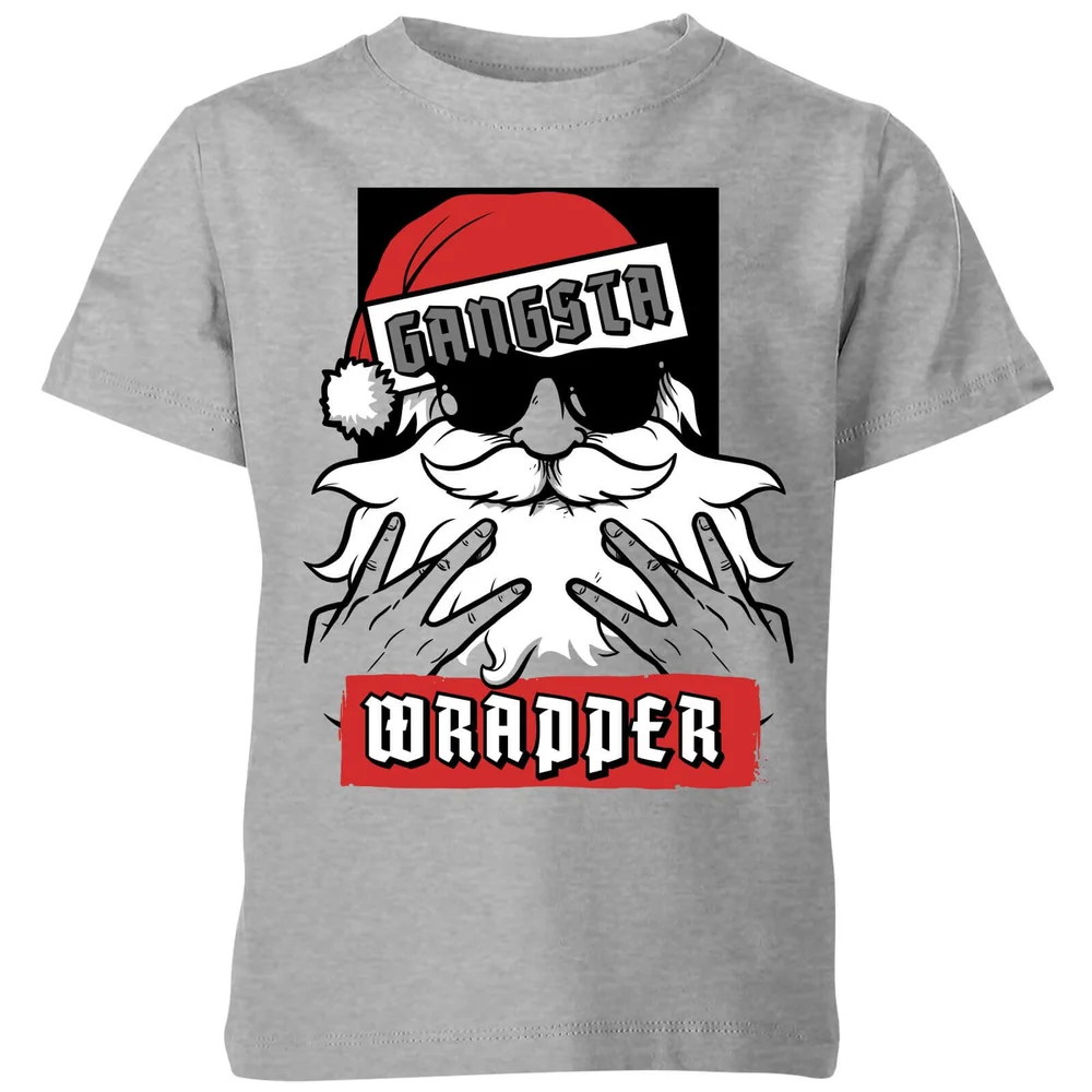 Gangsta Wrapper Kids' Christmas T-Shirt - Grey - 3-4 Years - Grey Image 1