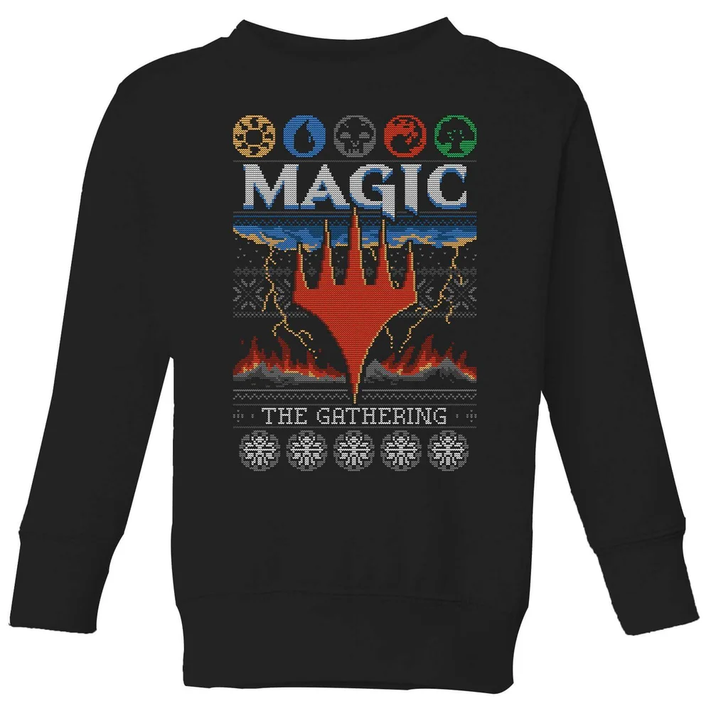 Magic The Gathering Colours Of Magic Knit Kids' Christmas Sweater - Black - 3-4 Years Image 1