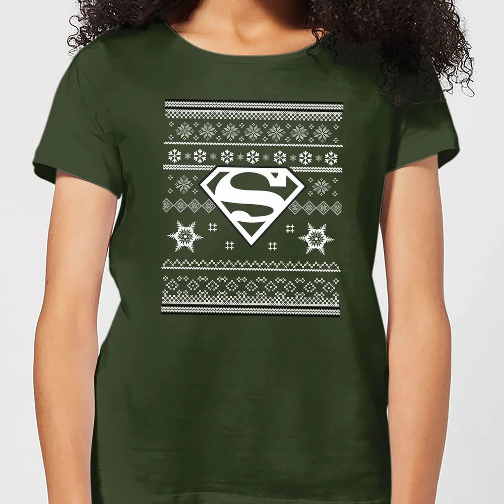 DC Superman Women's Christmas T-Shirt - Forest Green - XS Image 1