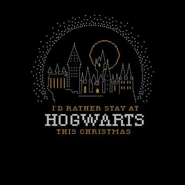 Harry Potter I'd Rather Stay At Hogwarts Women's Christmas T-Shirt - Black