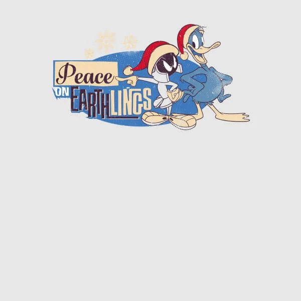 Looney Tunes Peace Among Earthlings Women's Christmas T-Shirt - Grey