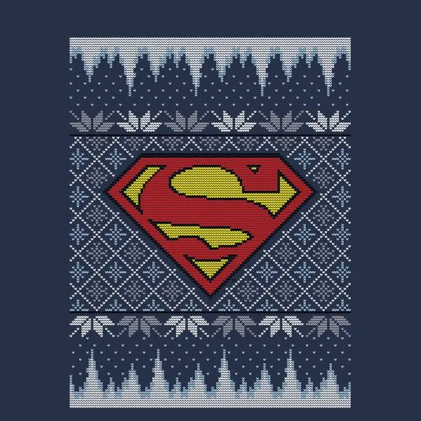DC Superman Knit Women's Christmas T-Shirt - Navy