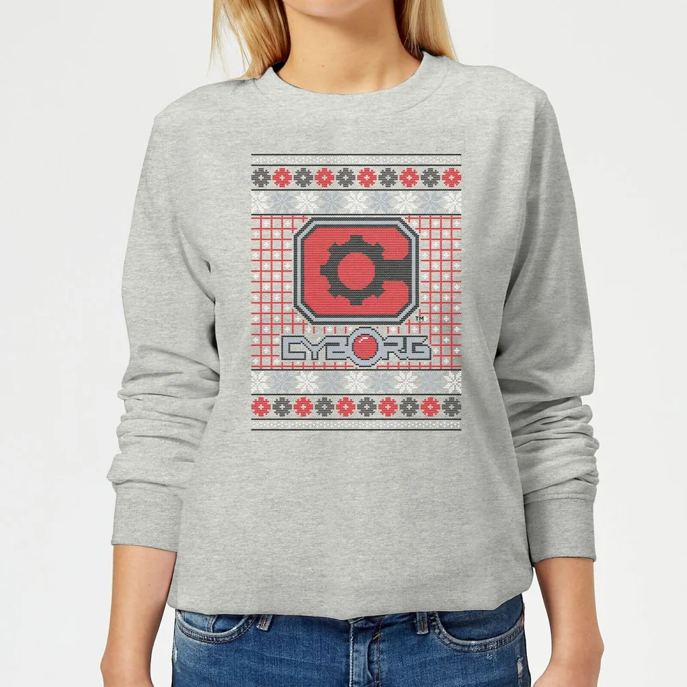DC Cyborg Knit Women's Christmas Sweater - Grey - 3XL - Grey Image 1