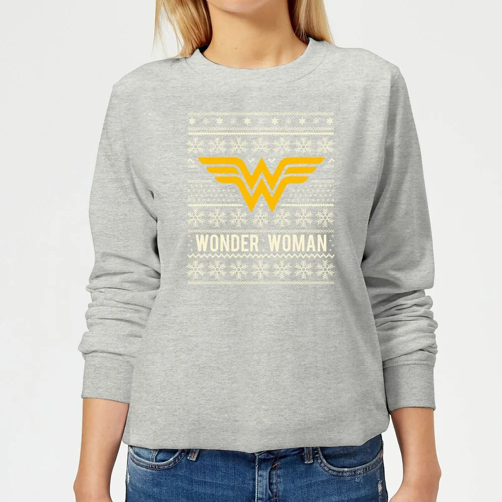 DC Wonder Woman Women's Christmas Sweater - Grey - 3XL Image 1
