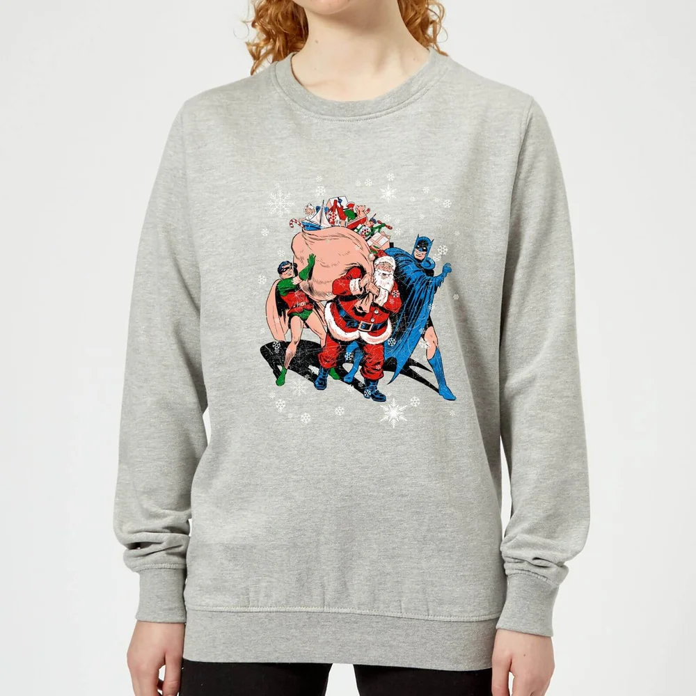 DC Batman Robin Santa Claus Women's Christmas Sweater - Grey - 3XL Image 1