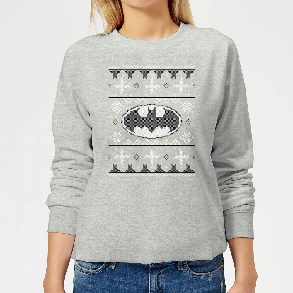 DC Batman Knit Women's Christmas Sweater - Grey - 3XL Image 1