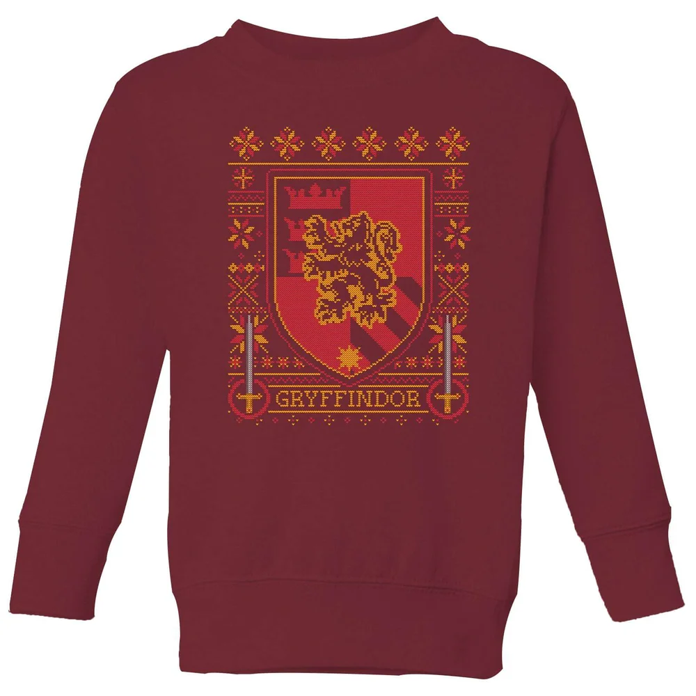 Harry Potter Gryffindor Crest Kids' Christmas Sweatshirt - Burgundy - 5-6 Years Image 1