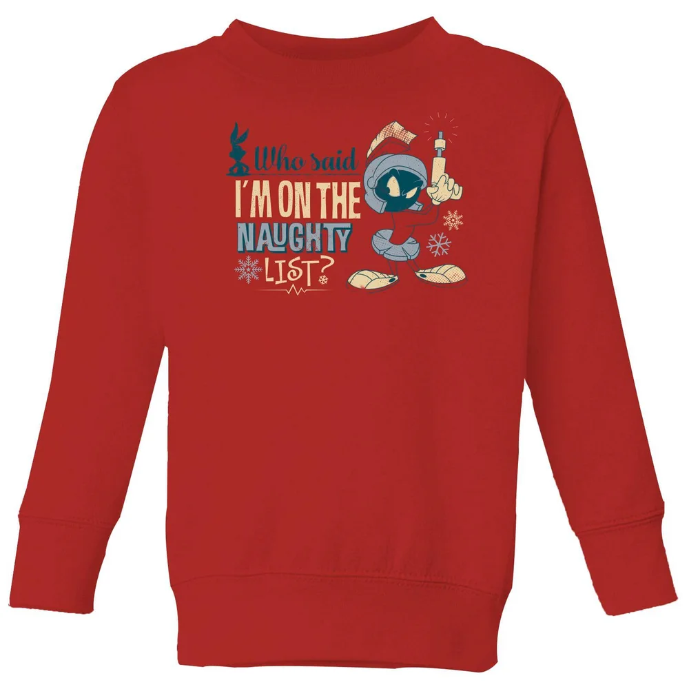Looney Tunes Martian Who Said Im On The Naughty List Kids' Christmas Sweater - Red - 3-4 Years Image 1
