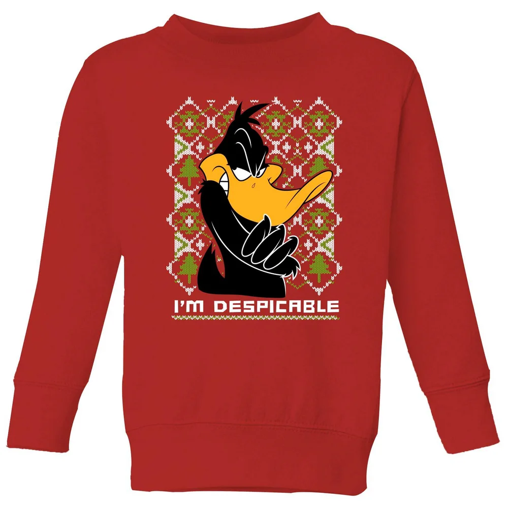 Looney Tunes Daffy Duck Knit Kids' Christmas Sweater - Red - 3-4 Years Image 1