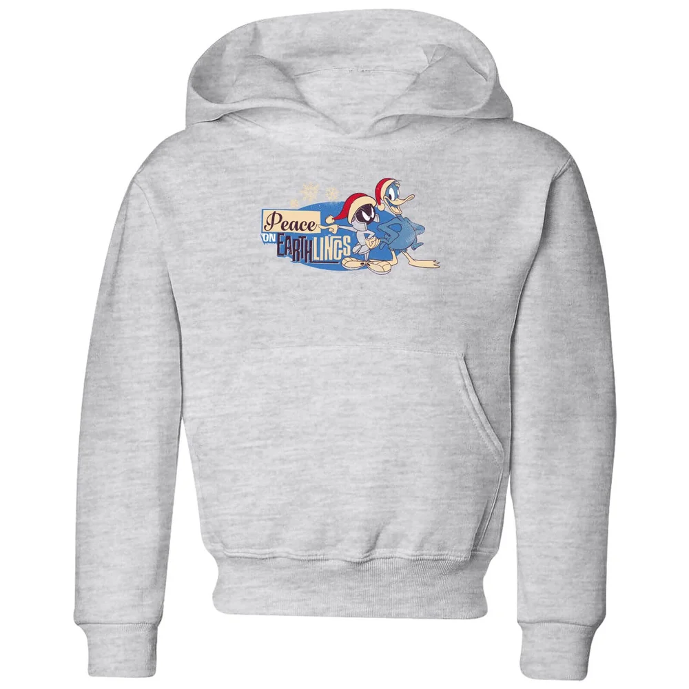 Looney Tunes Peace Among Earthlings Kids' Christmas Hoodie - Grey - 3-4 Years Image 1