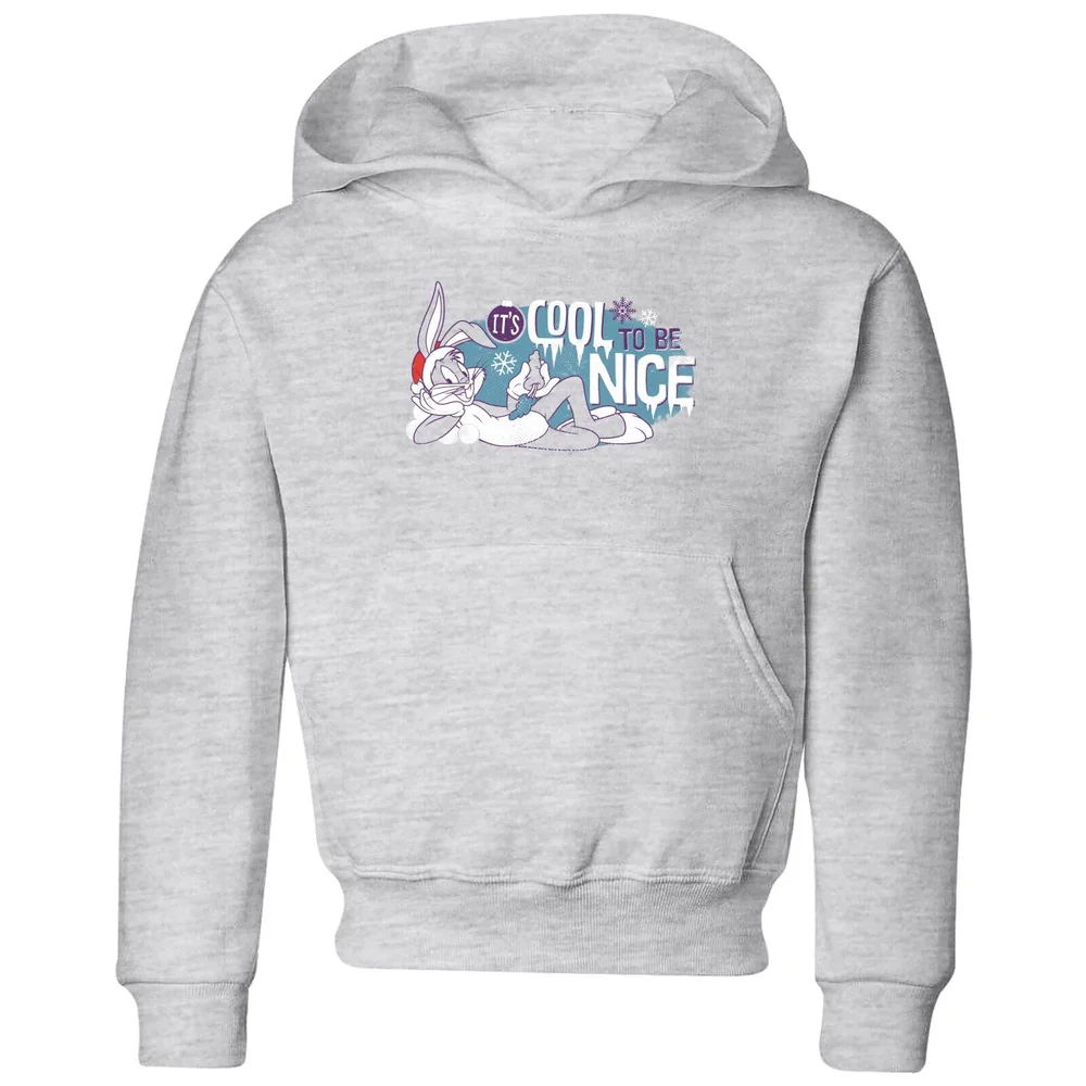 Looney Tunes Its Cool To Be Nice Kids' Christmas Hoodie - Grey - 3-4 Years Image 1