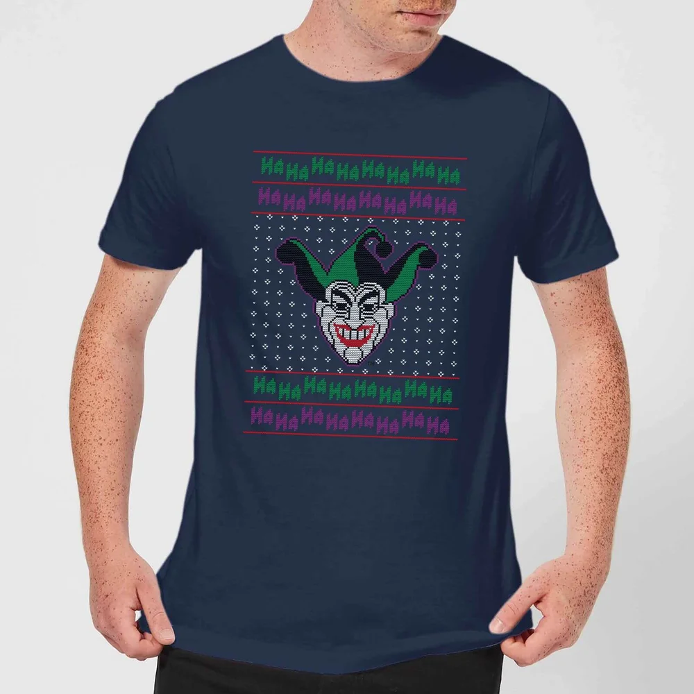 DC Joker Knit Men's Christmas T-Shirt - Navy - S Image 1