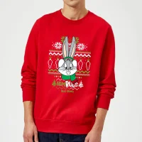 Looney Tunes Bugs Bunny Knit Christmas Sweater - Red
