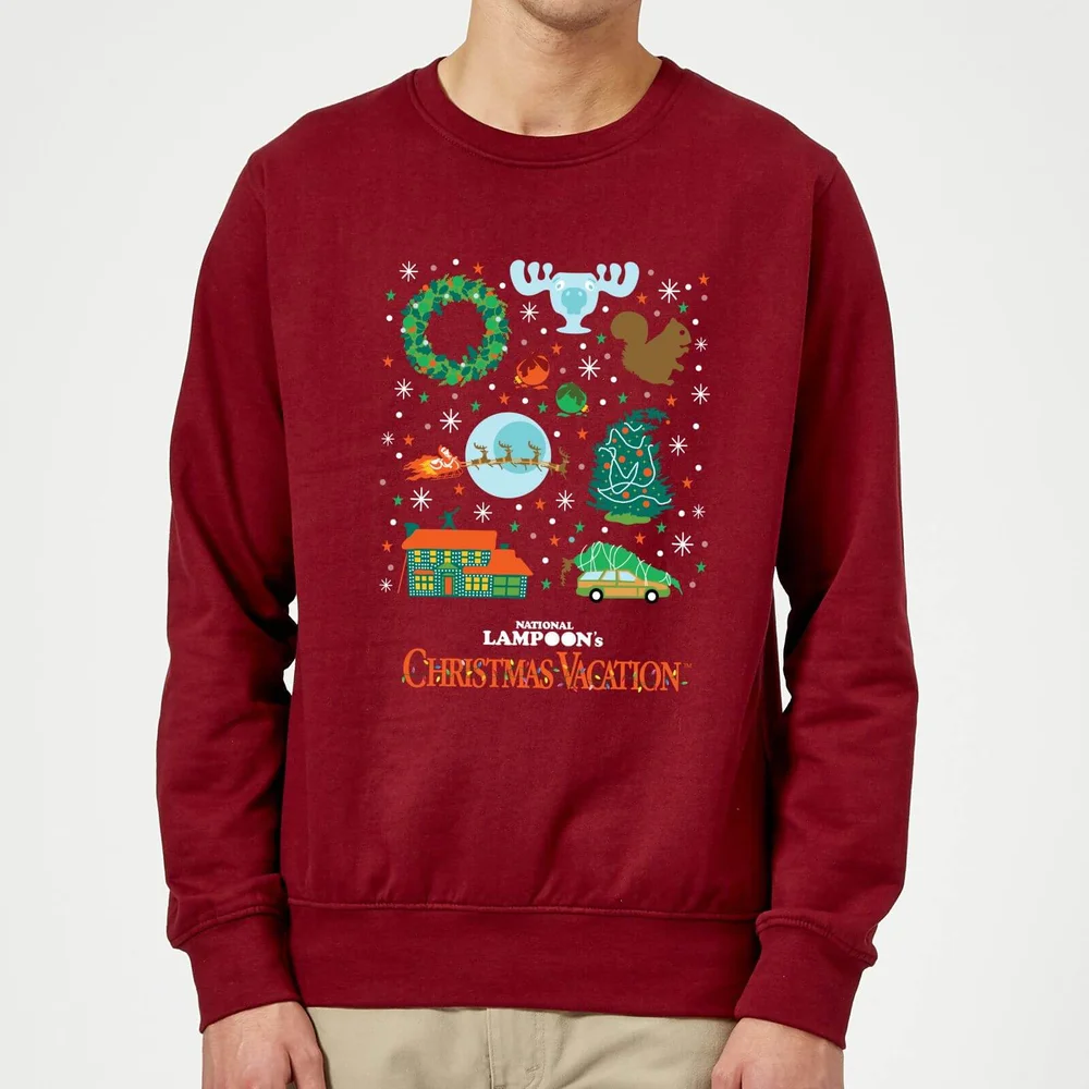 National Lampoon Griswold Christmas Starter Pack Christmas Sweater - Burgundy - S Image 1