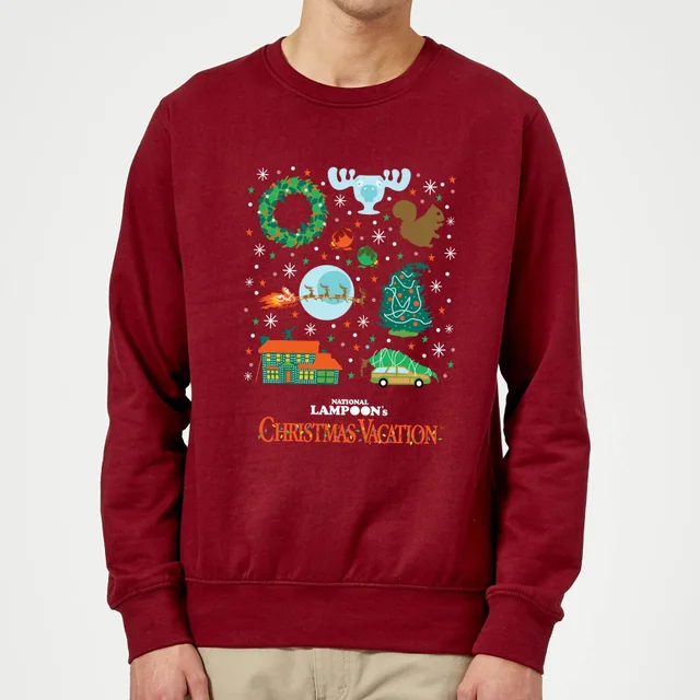National Lampoon Griswold Christmas Starter Pack Christmas Sweater - Burgundy