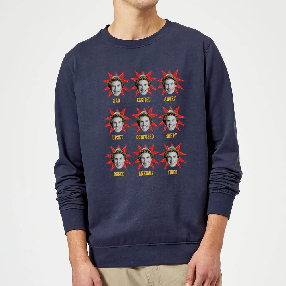 Elf Faces Christmas Sweater - Navy - S Image 1